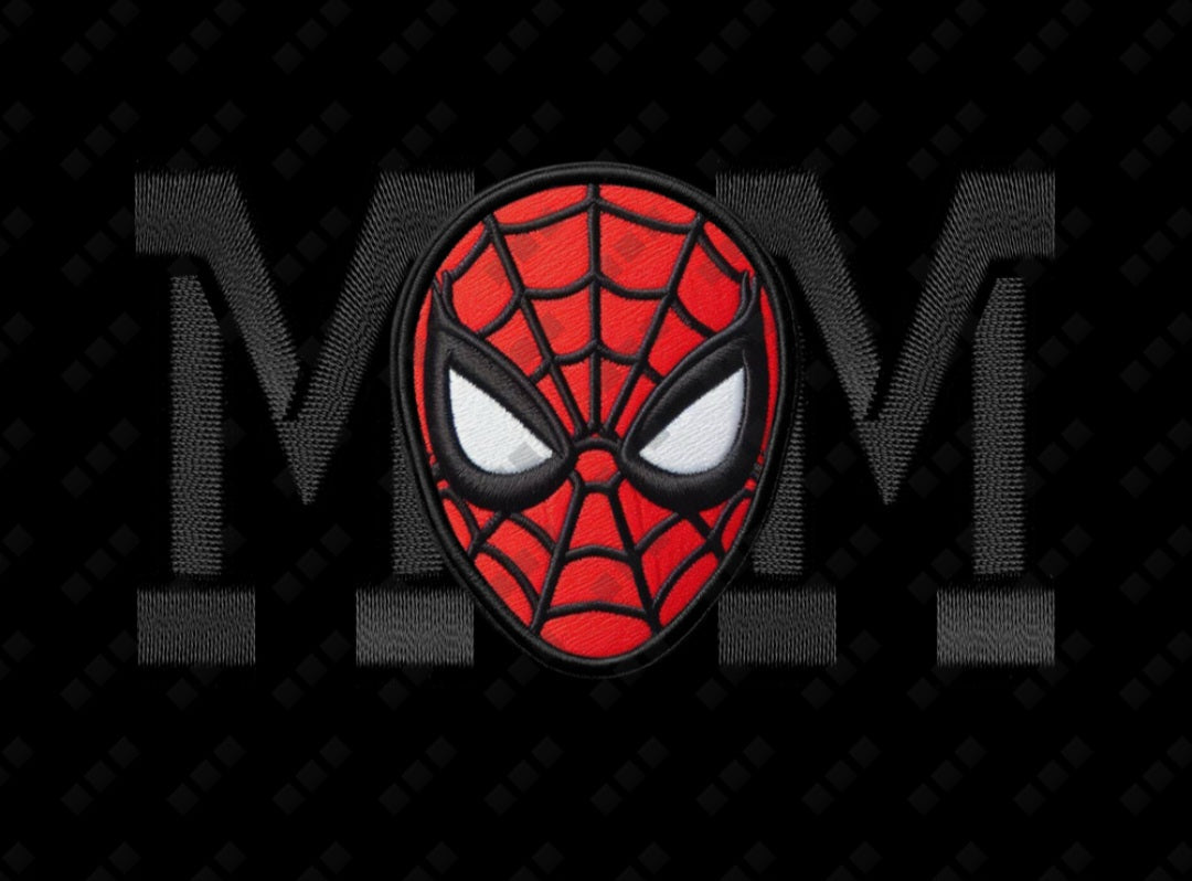 Mom Spiderman Faux Embroidered Design