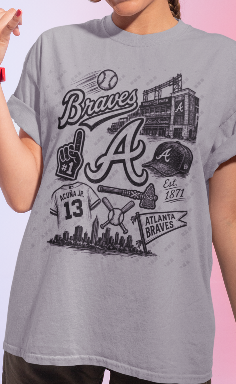Atlanta Braves Sketch Design T-Shirt