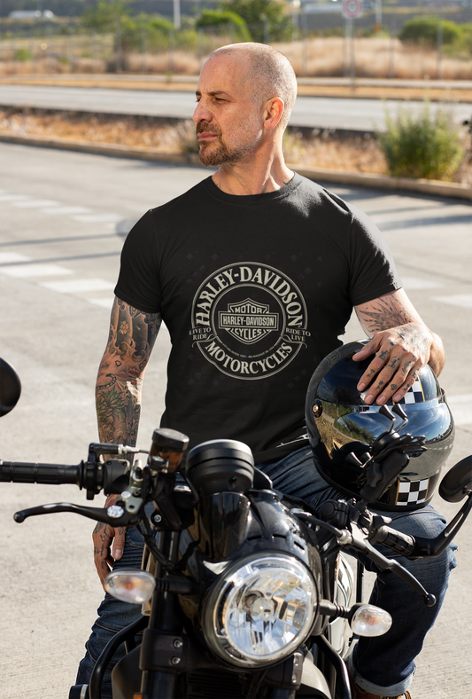 Harley Davidson Live To Ride Unisex T-Shirt (Design Is White)