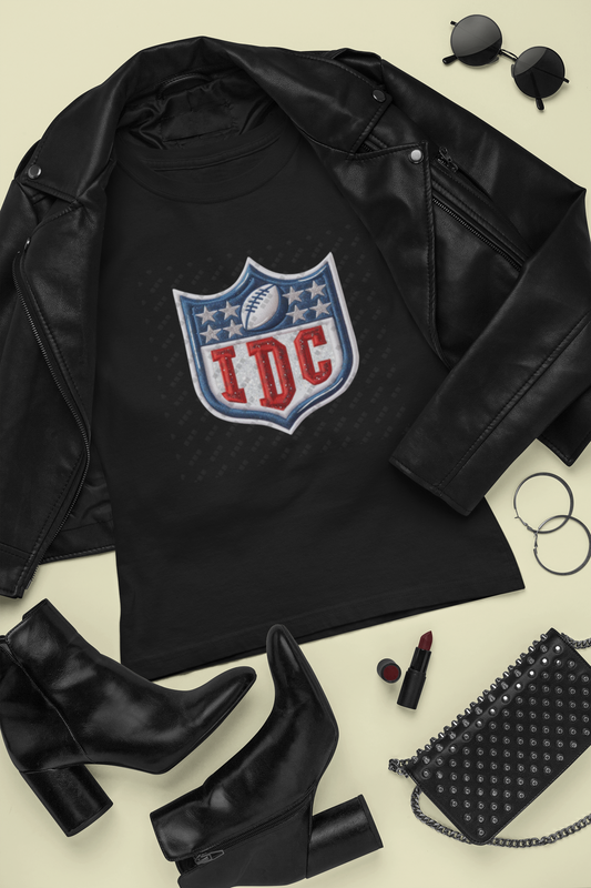 I Don't Care – Faux Embroidered NFL Symbol Women's T-Shirt