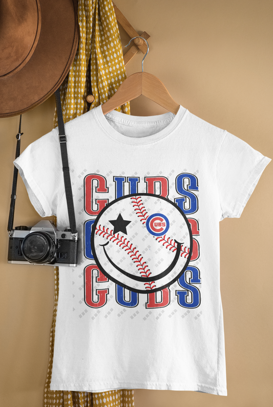 Chicago Cubs Smiley Face Tee – Unisex