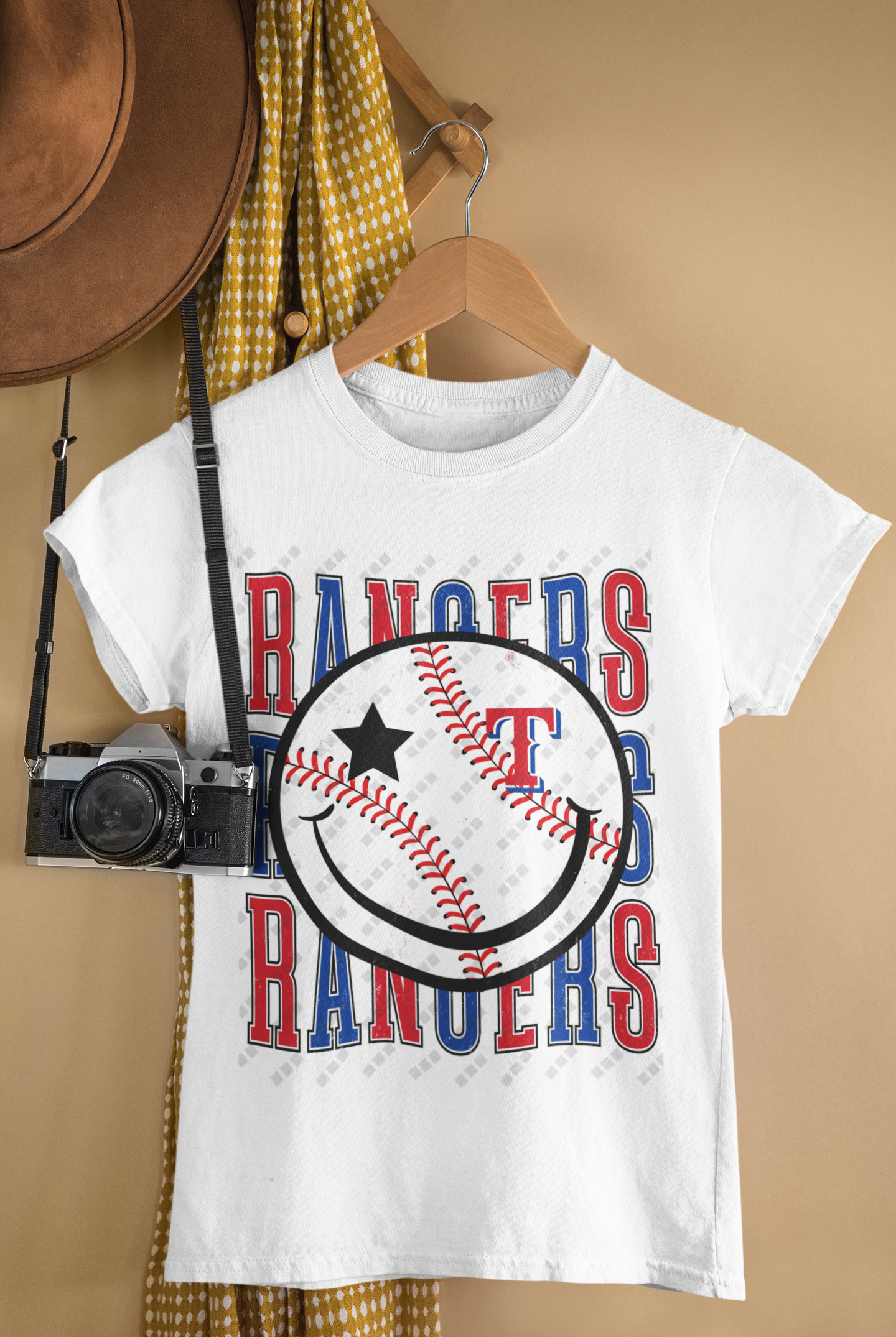 Texas Rangers Smiley Face Tee – Unisex