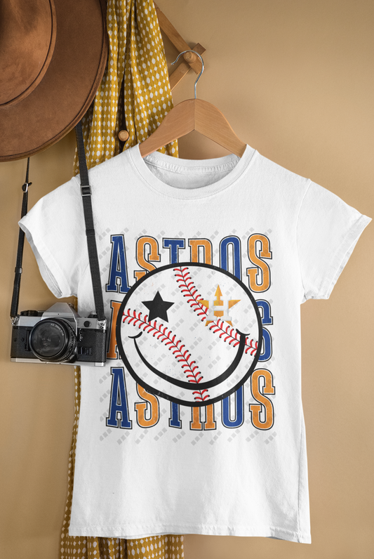 Houston Astros Smiley Face Tee – Unisex