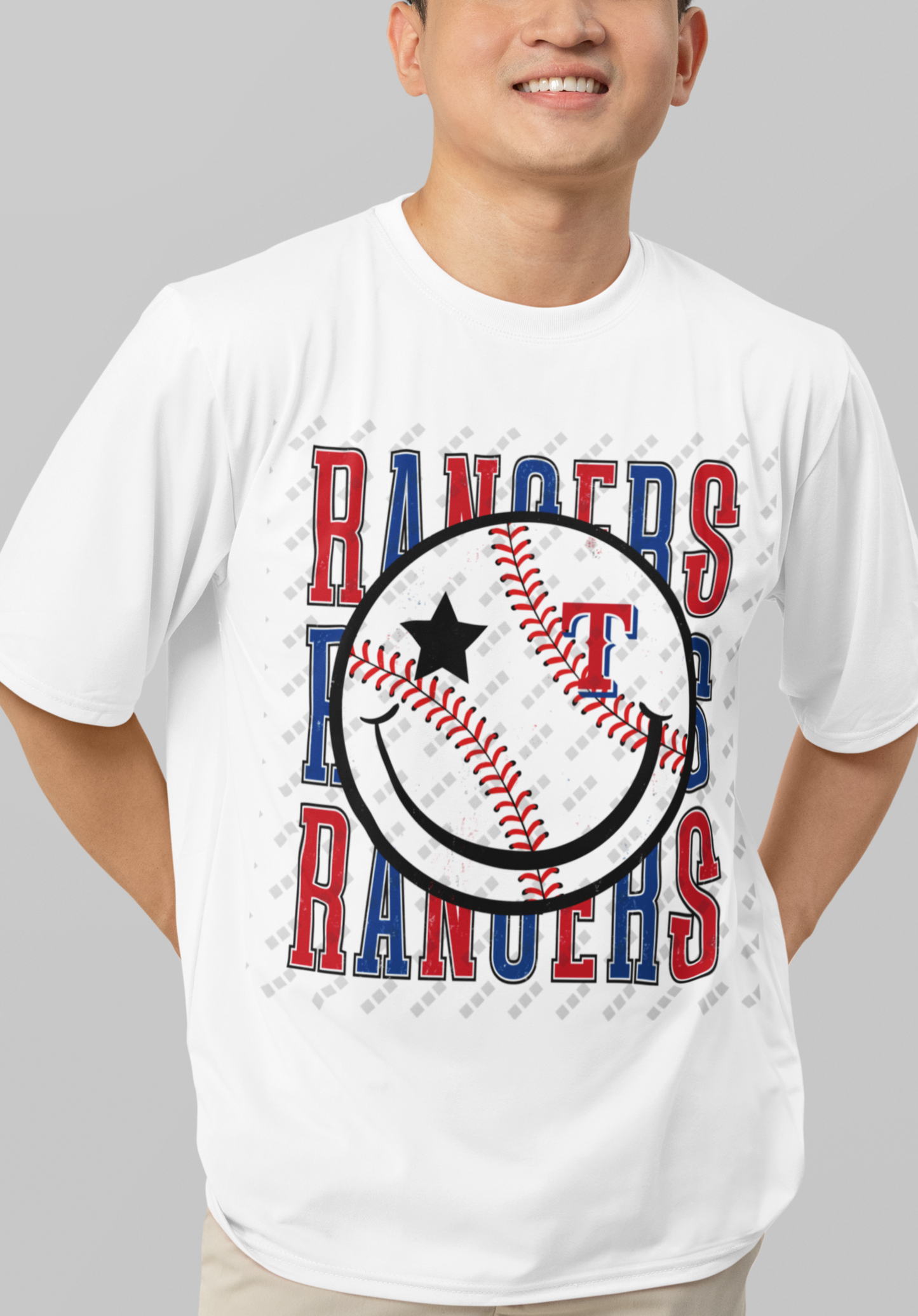 Texas Rangers Smiley Face Tee – Unisex