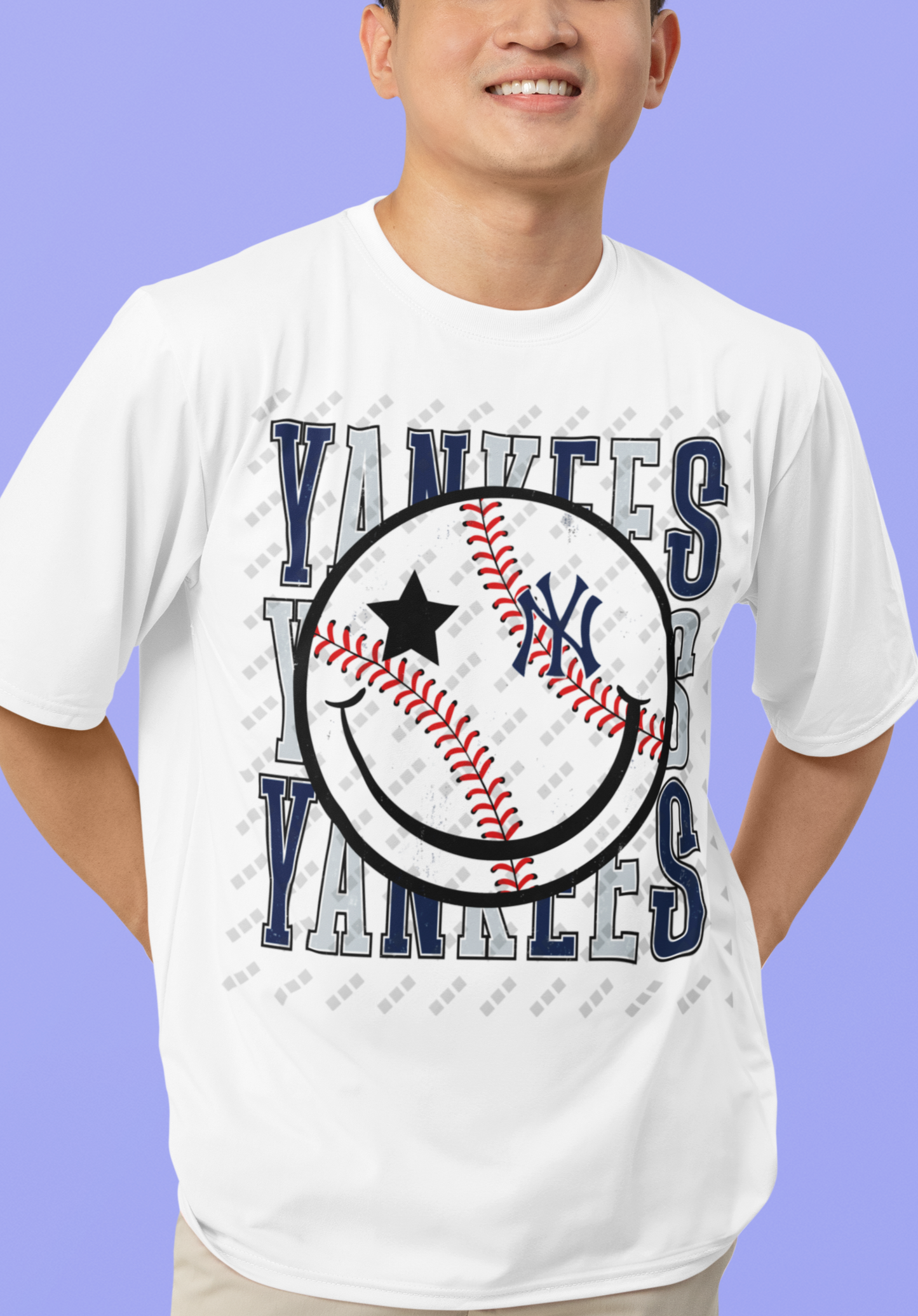 New York Yankees Smiley Face Tee – Unisex