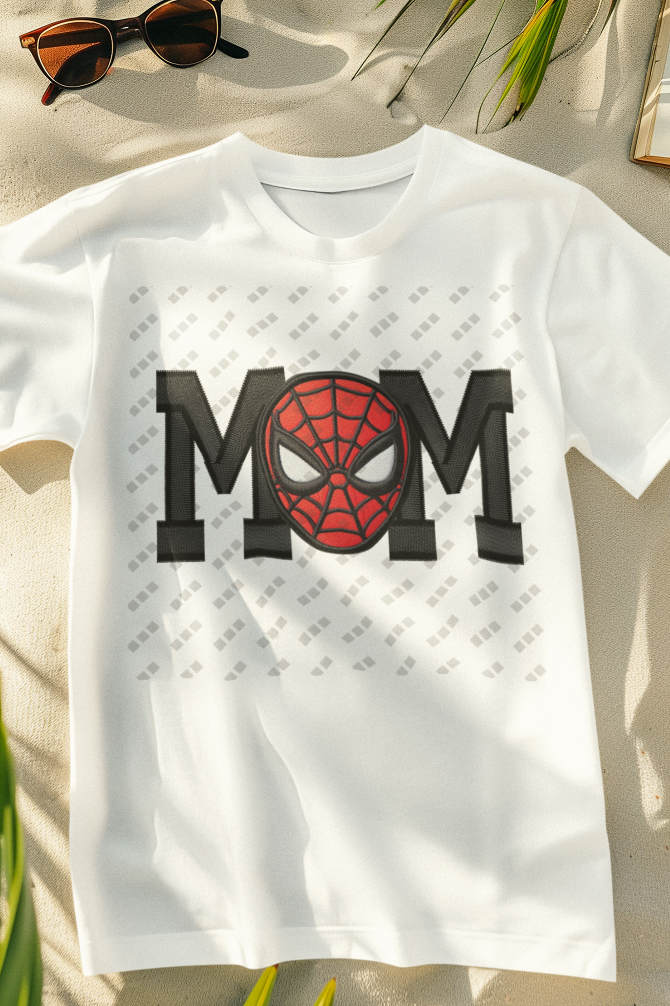 Mom Spiderman Faux Embroidered Design