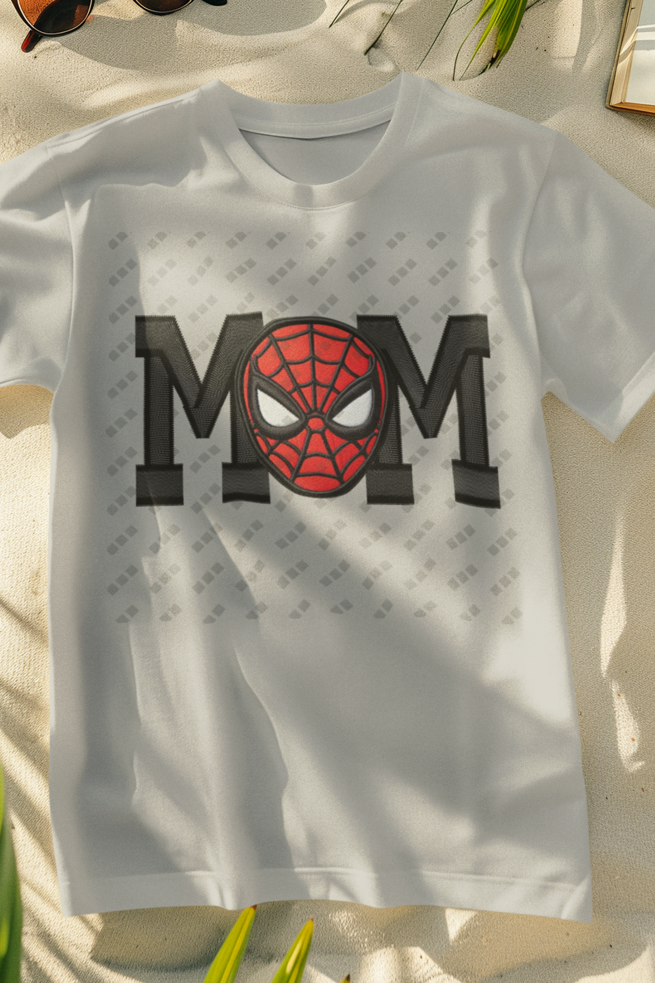 Mom Spiderman Faux Embroidered Design