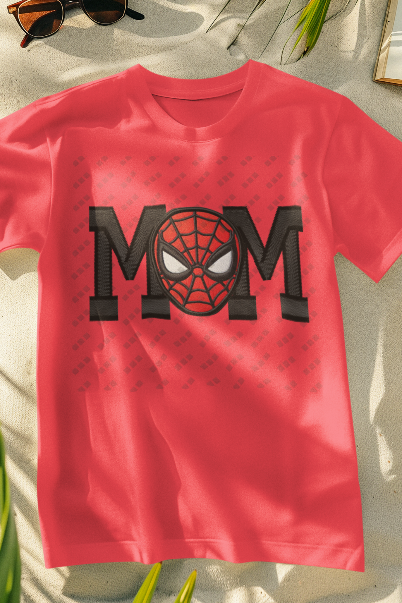 Mom Spiderman Faux Embroidered Design