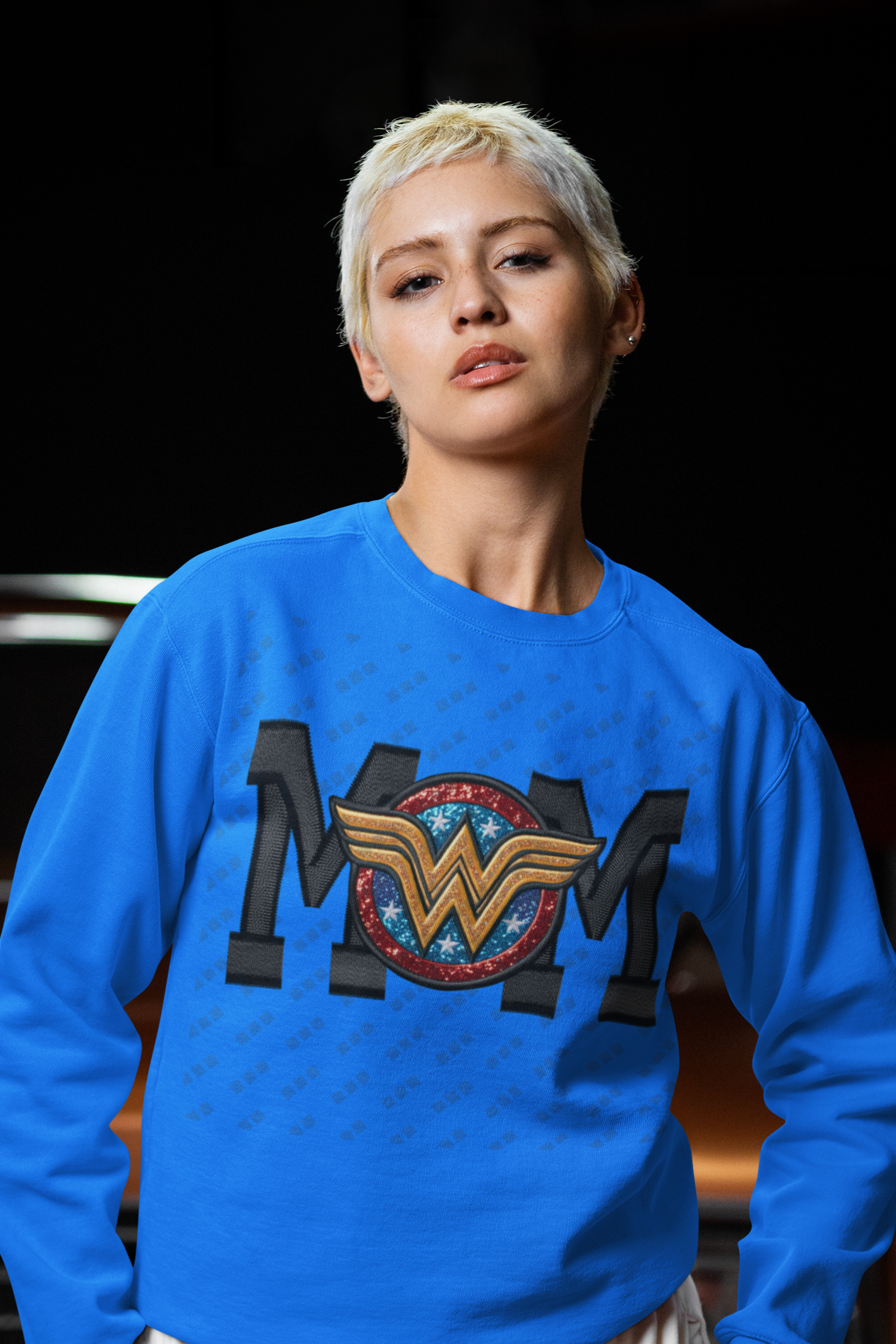 Mom Wonder Woman Faux Embroidered Design