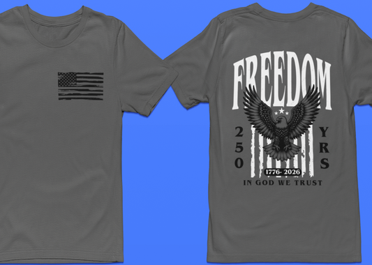 Freedom 250 Years Double-Sided DTF Printed T-Shirt