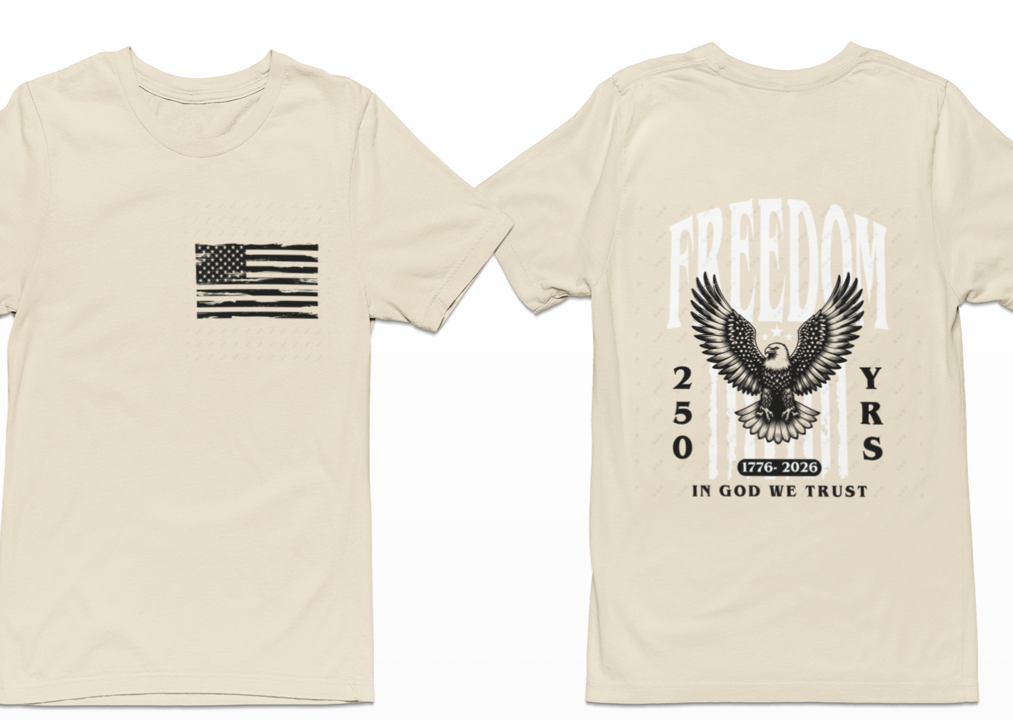 Freedom 250 Years Double-Sided DTF Printed T-Shirt
