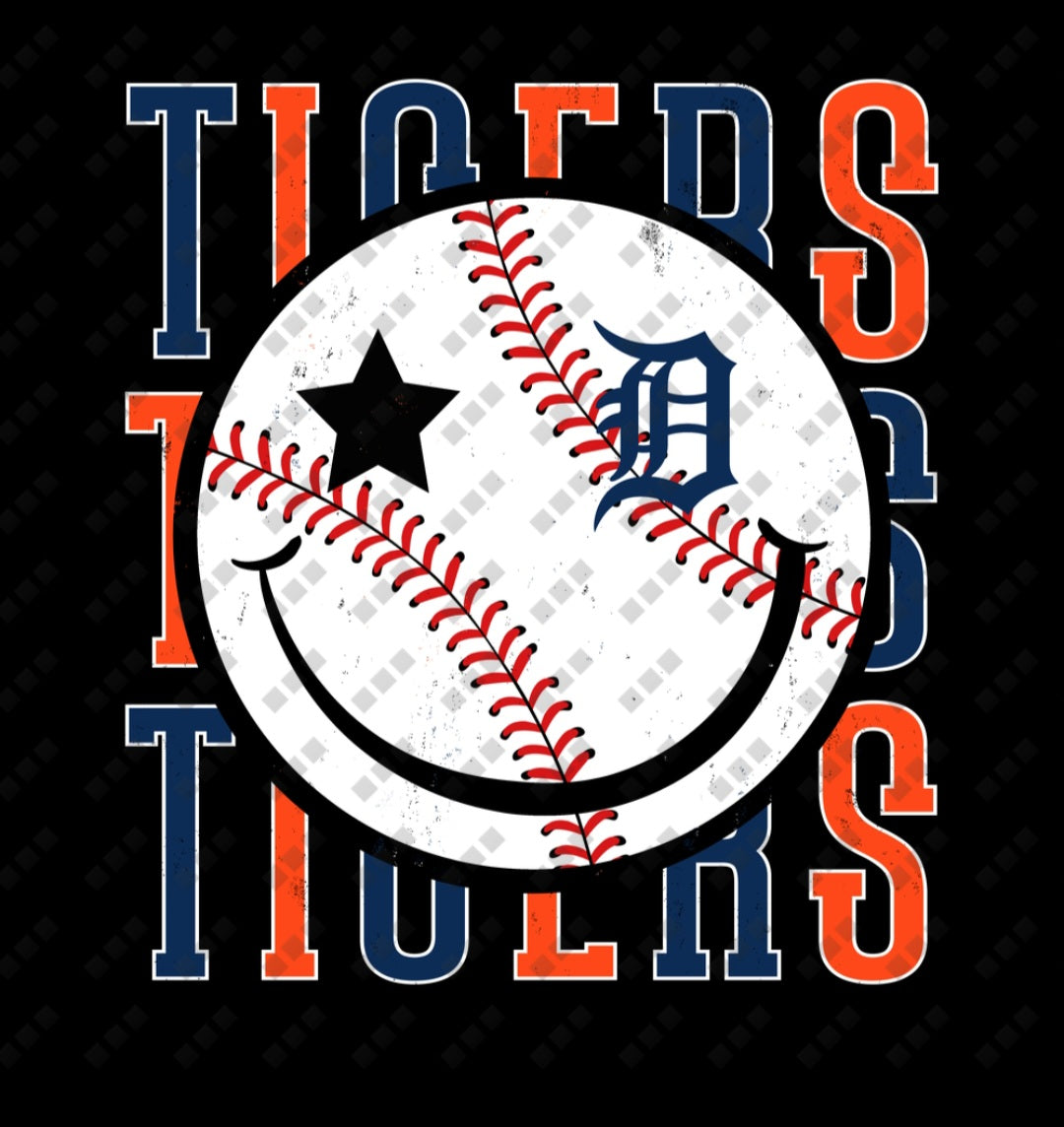 Detroit Tigers Smiley Face Tee – Unisex