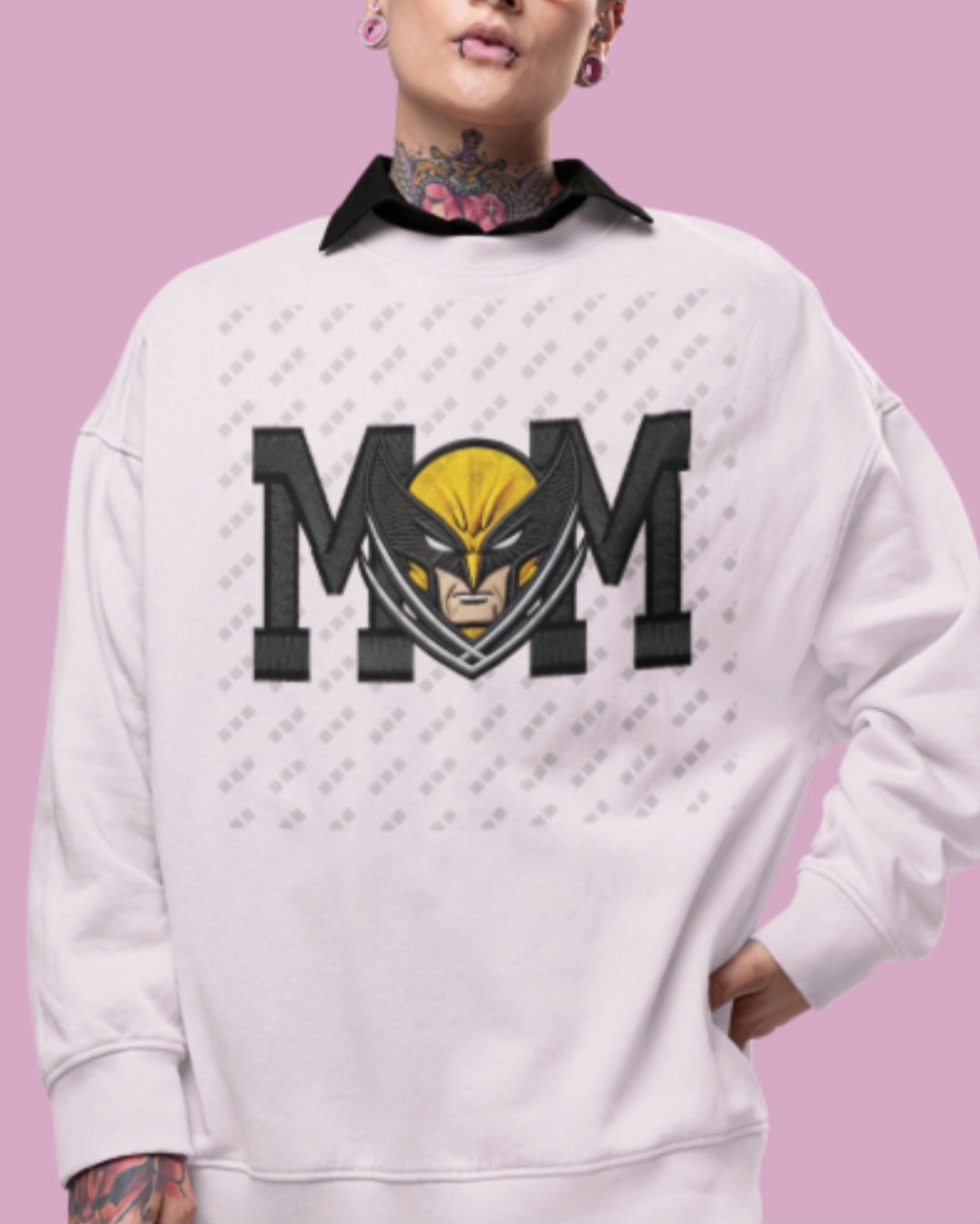 Mom Wolverine Faux Embroidered Design