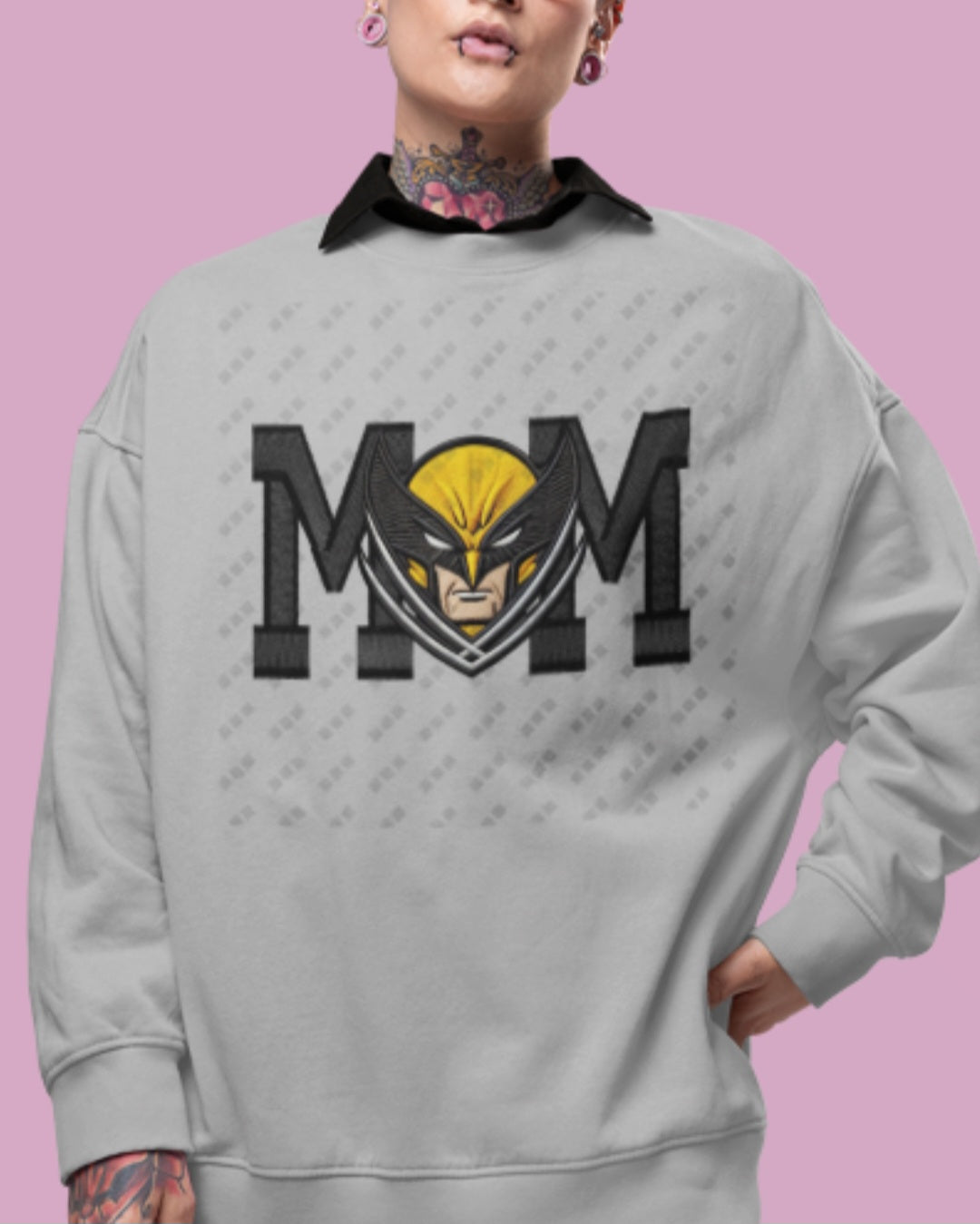 Mom Wolverine Faux Embroidered Design