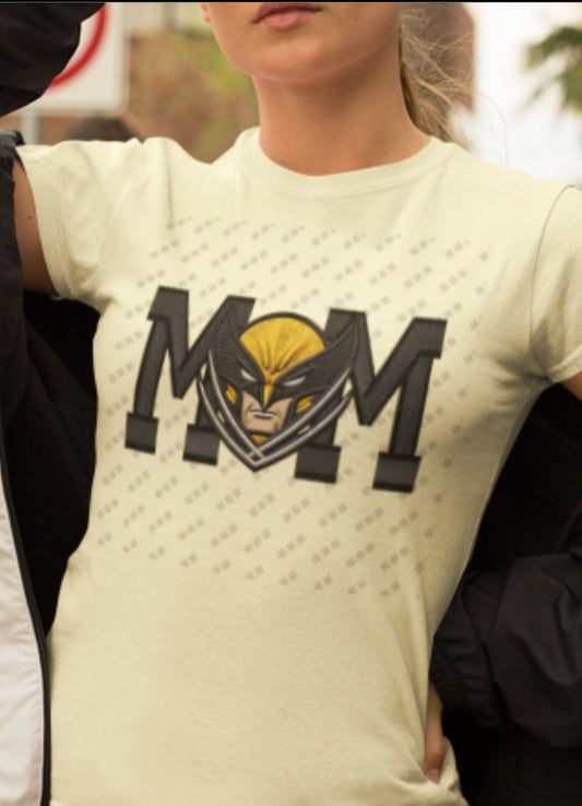 Mom Wolverine Faux Embroidered Design