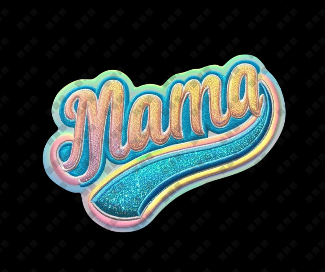 Mama Faux Embroidered Gradient Graphic Tee, Crewneck, Hoodie
