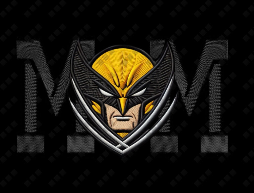 Mom Wolverine Faux Embroidered Design