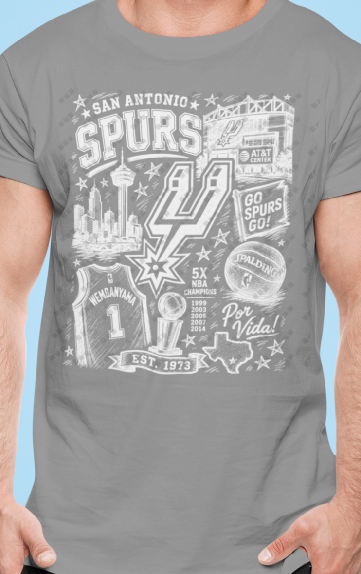 Spurs Colorful Sketch Design T-Shirt