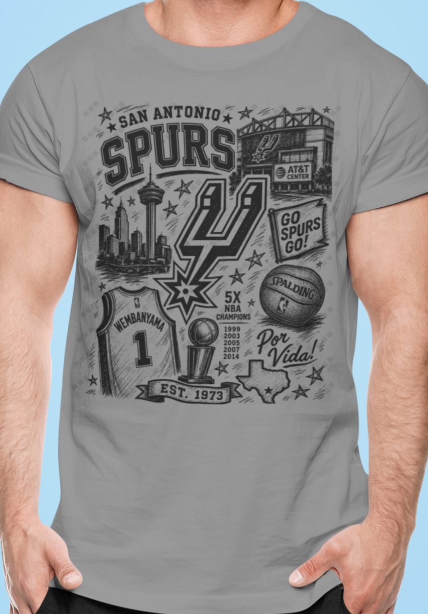Spurs Colorful Sketch Design T-Shirt