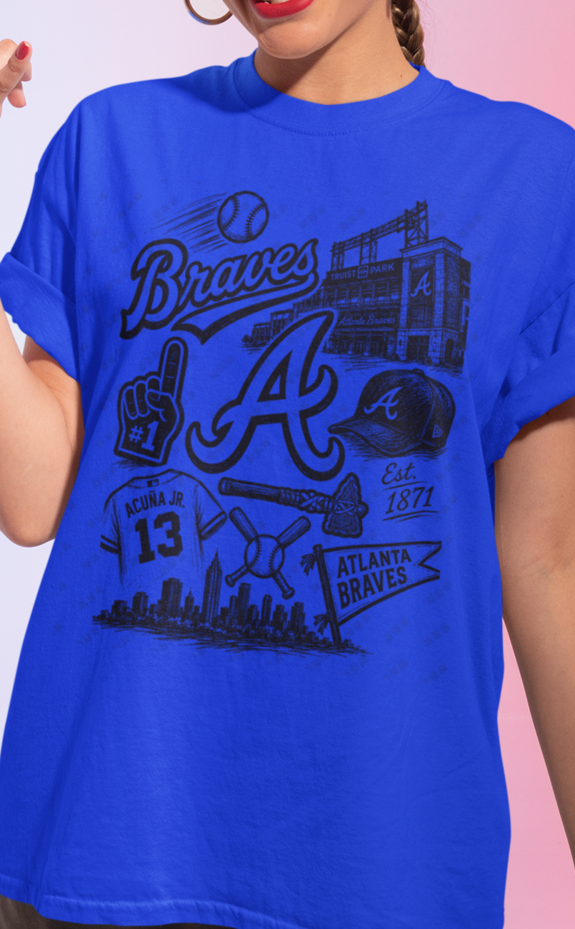 Atlanta Braves Sketch Design T-Shirt