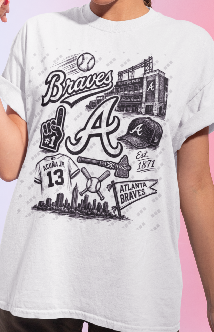 Atlanta Braves Sketch Design T-Shirt