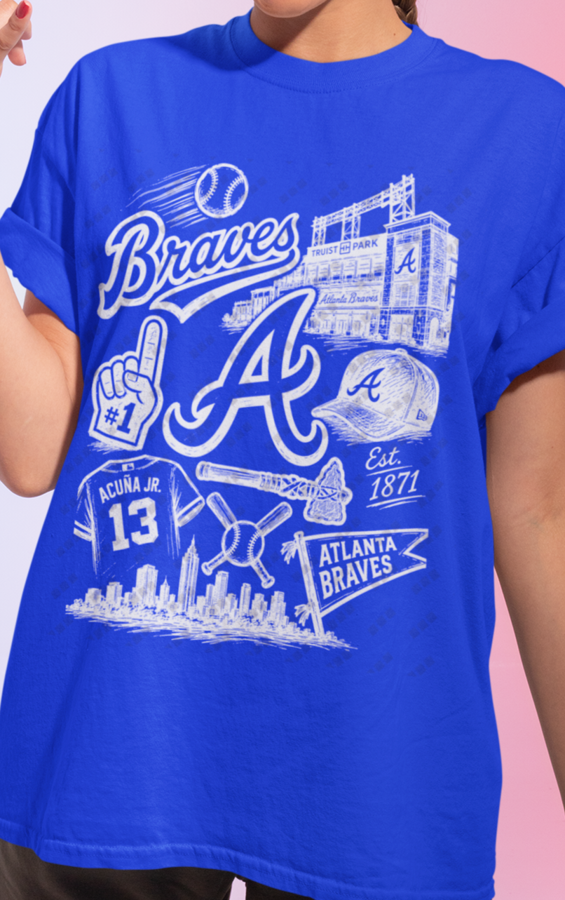 Atlanta Braves Sketch Design T-Shirt