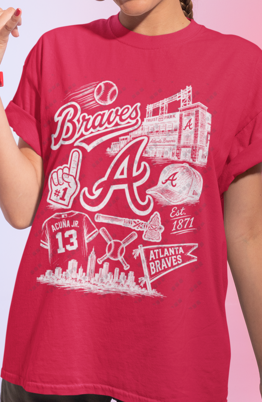 Atlanta Braves Sketch Design T-Shirt