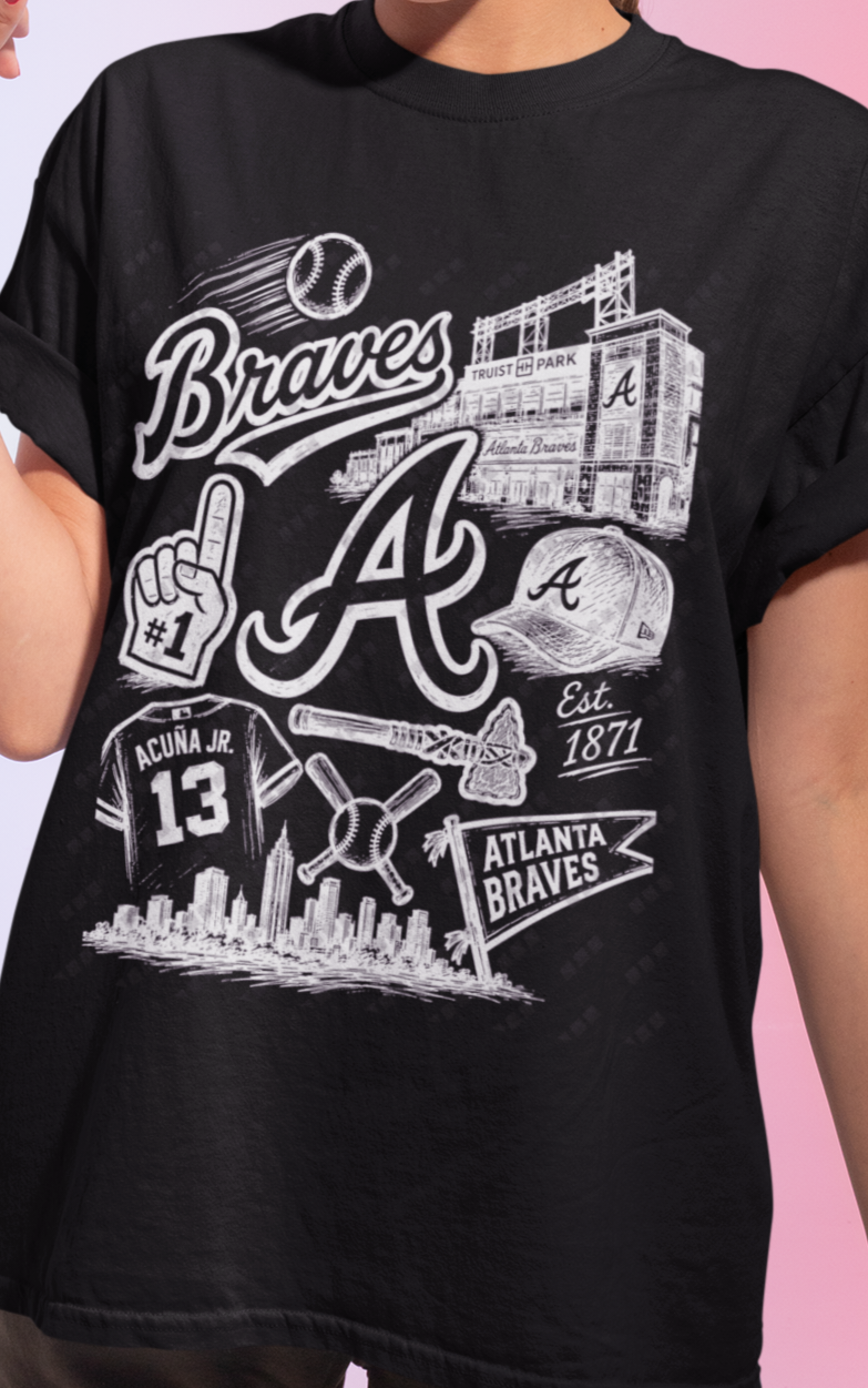 Atlanta Braves Sketch Design T-Shirt
