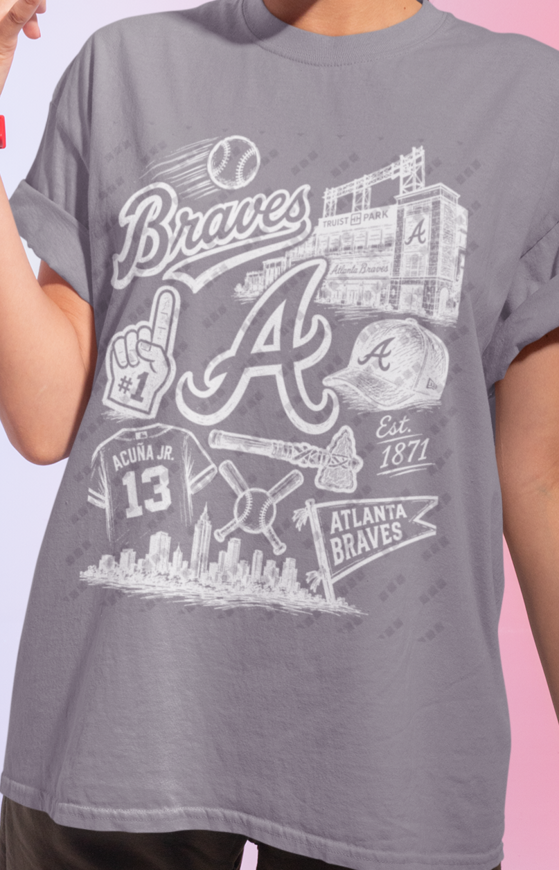 Atlanta Braves Sketch Design T-Shirt