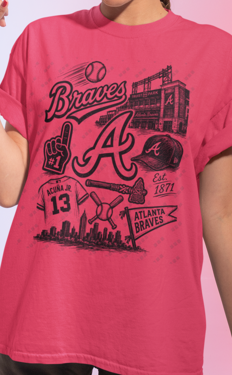 Atlanta Braves Sketch Design T-Shirt